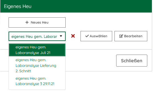 Eigenes Futter eingeben